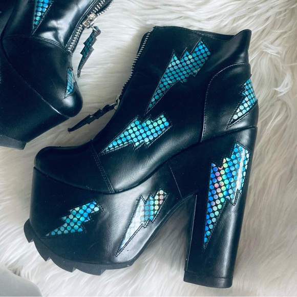 🖤 YRU Blue Lightning Platform Boots Size 6 - Picture 12 of 12